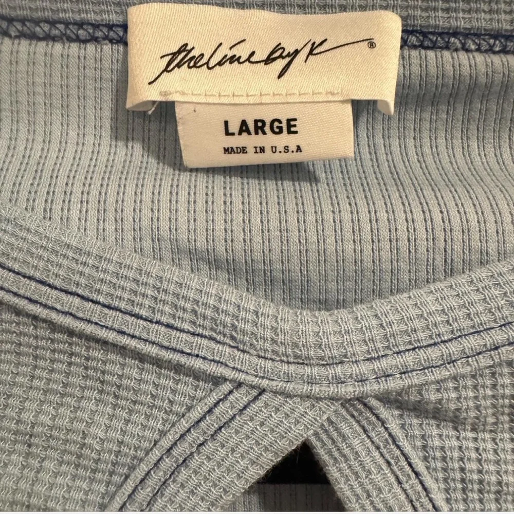The Line by K Blue Ribbed Cutout Top M/L ||Balletcore Feminine Clean Girl NWOT - Picture 3 of 3